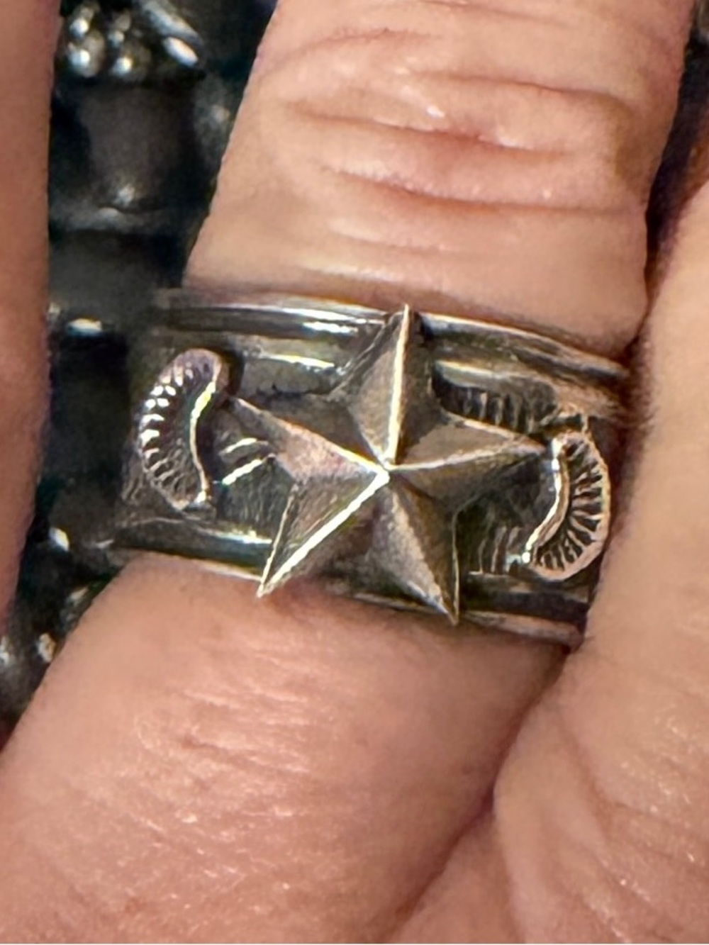 Native Sterling Silver cigar band ring by Delayne Reeves,